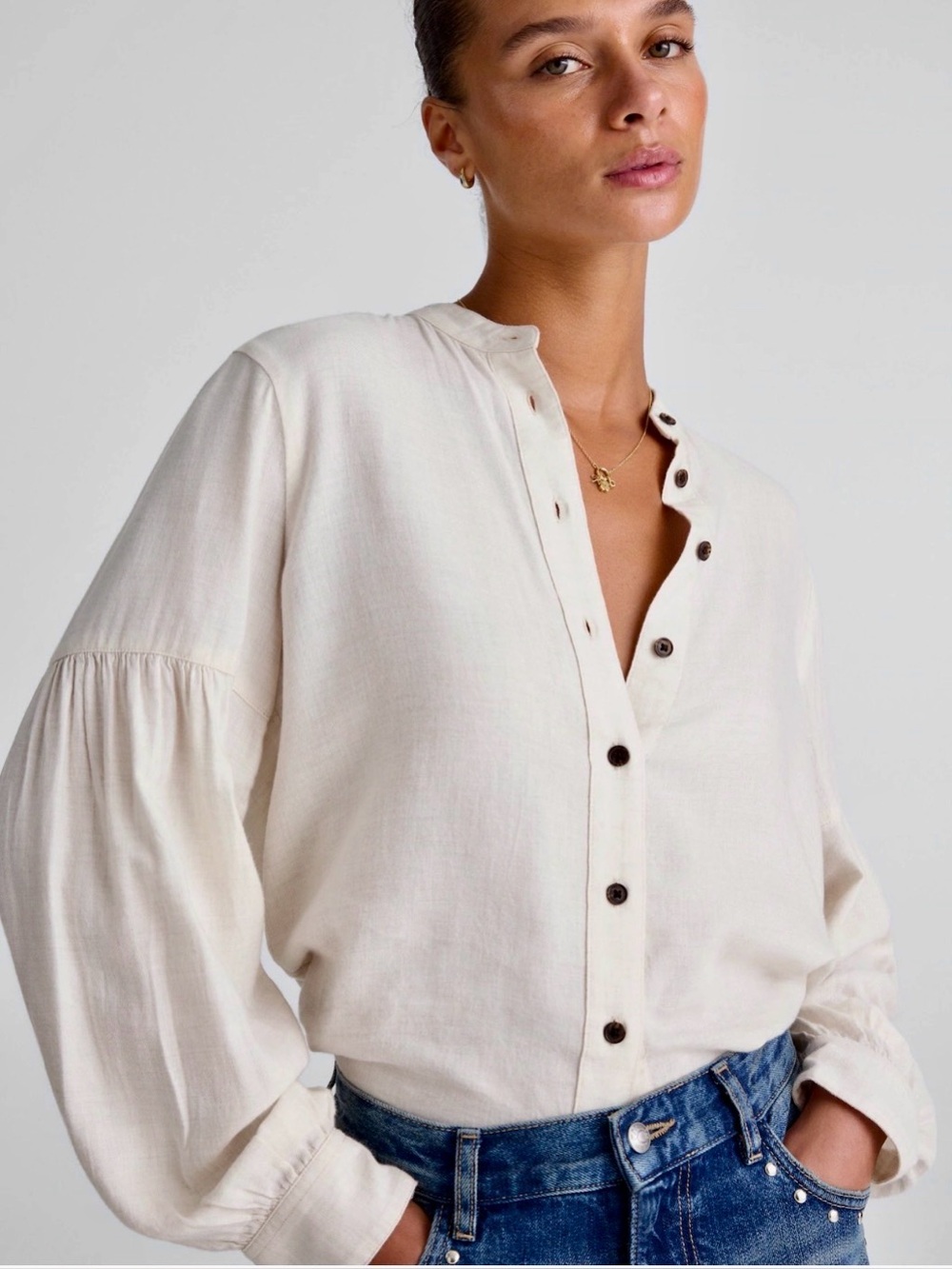 New! Madewell Stand-Collar Button-Up Shirt in Flannel